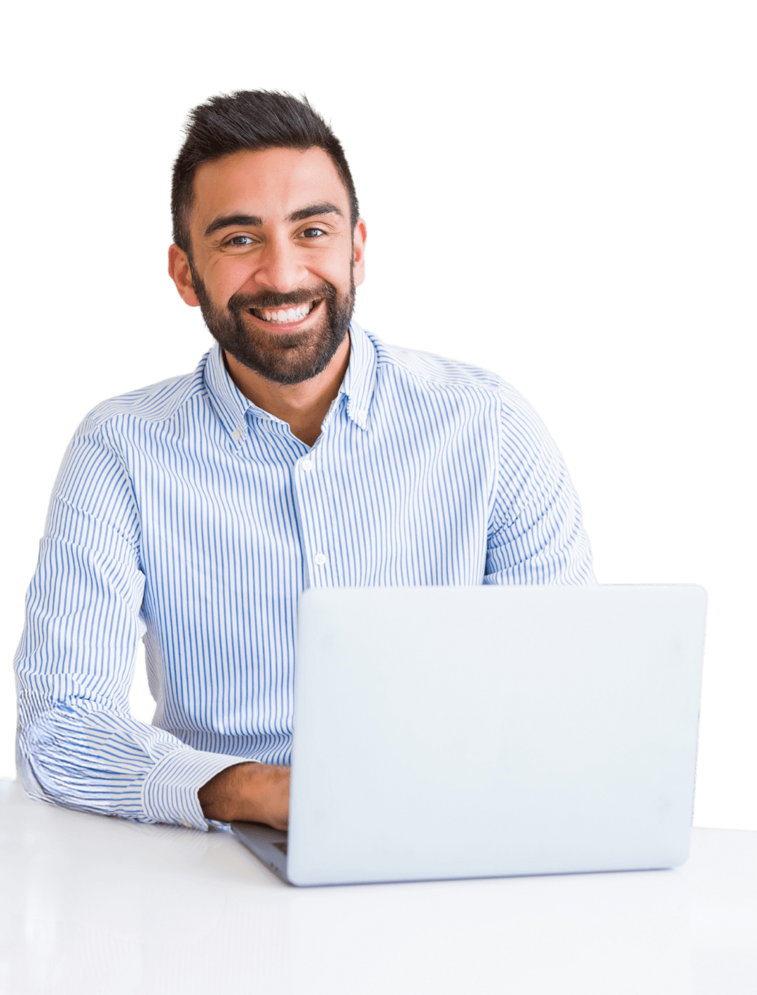 Healthcare billing professional working at a laptop